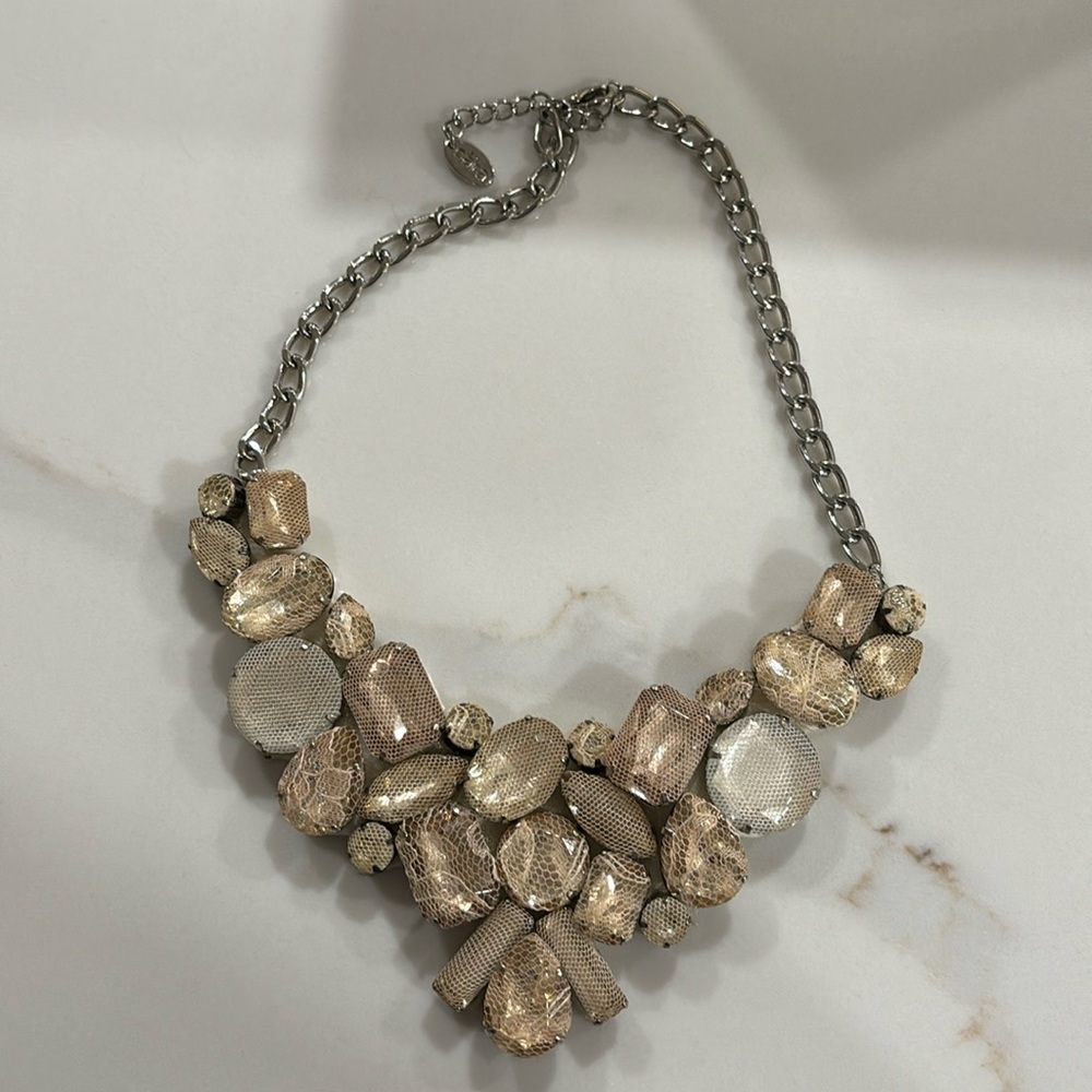 Gorgeous Cara Rhinestone and Lace Bib Necklace